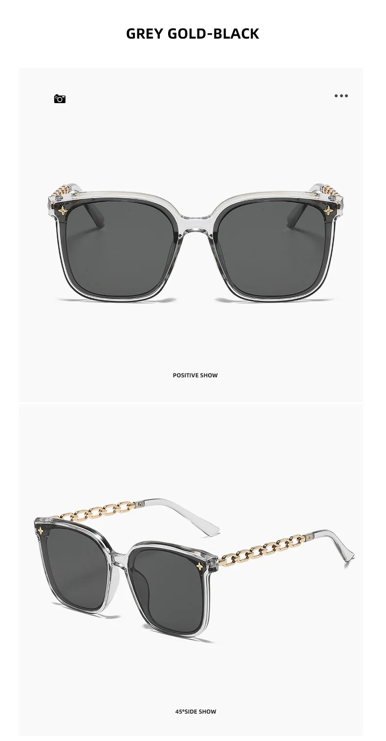 Square Sunglasses for Woman 2023 Vintage Big Frame Black Mirror Sun Glasses Shading Fashion Sexy Female Travel Eyewear_voghion.com