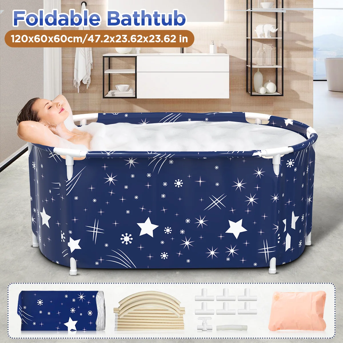 Baignoire Pliante pour Adultes et Enfants, Baril Mobile