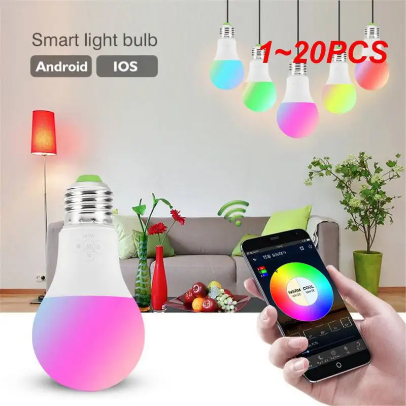 

Светодиодная лампа E27 с регулируемой яркостью, разноцветная лампа с RGB подсветкой, с дистанционным управлением через приложение Wi-Fi через IOS, Android для умного дома