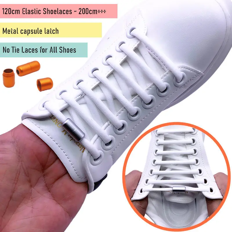 1Pair Elastic Lazy Shoelaces No Tie Shoe Laces Sneakers Flats Shoelaces for Kids Adult Quick Shoelace Fit All Shoes Freeshipping 1 pair elastic shoelaces for sneakers children s shoe laces round fixed snap lock fast on and off artifact lazy shoelace