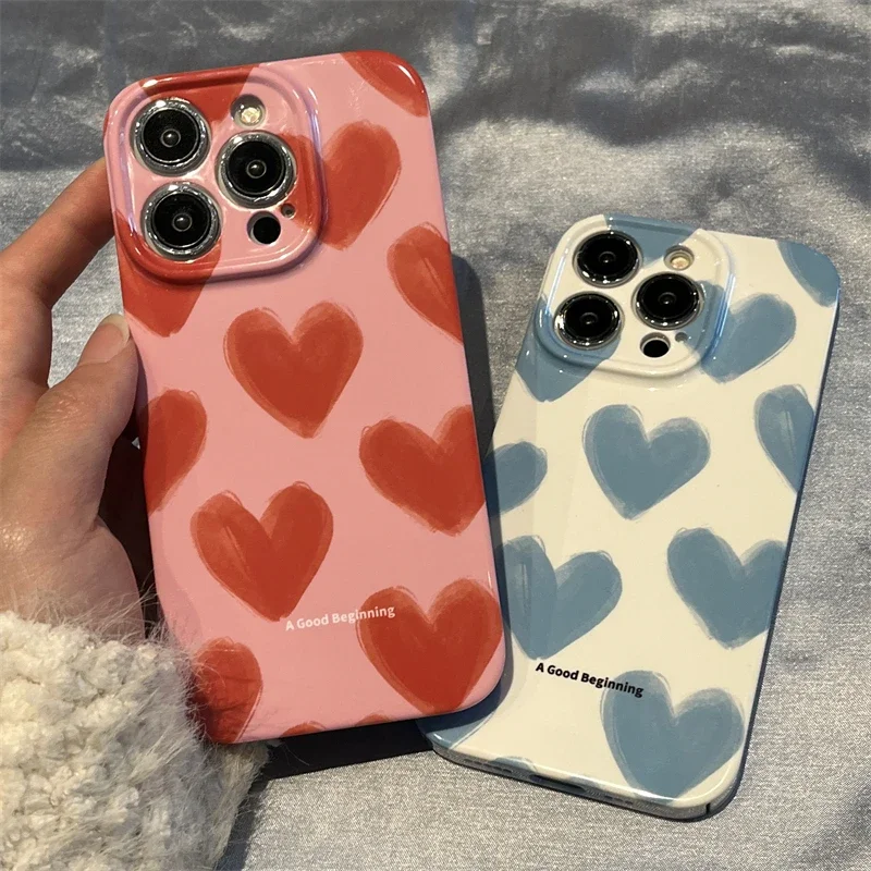 Romantic Acrylic Phone Case - Simple Couple Love Design