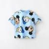 Cartoon T-shirt For Boys Trendy Summer New Kids Costume Loose Cute Tees Outer Wear Toddler Mickey Mouse Print Crewneck Tops 3