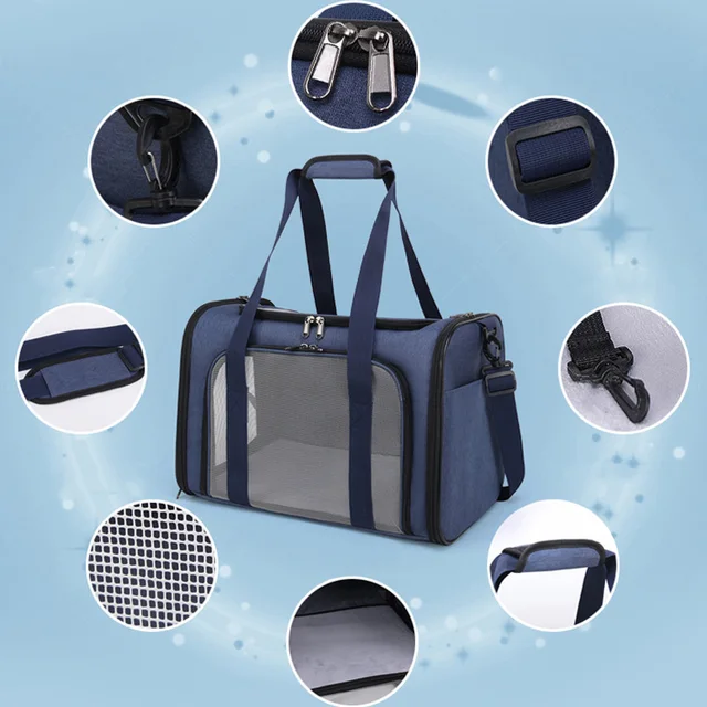 Dog Cat Carrier Bag Soft Carrier Side Backpack Pet Dog Travel Bags Airline Approved Transport for Small Dogs Cats Outgoing 6