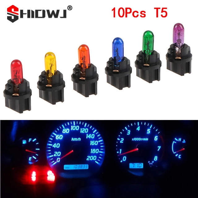 10Pcs 5 Colors T5 LED Car Dash Light Instrument Cluster Gauge Panel Lamps  Bulbs