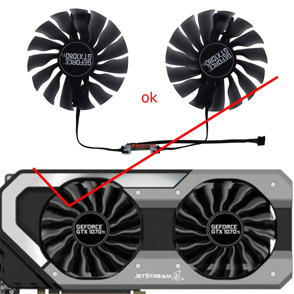 Conjunto Gaa8s2uventilador Placa de Vídeoventilador de Placas Gráficaspara Palit Gtx 1070 ti Jetstreampalit Gtx 1080 Jetstreampalit Gtx 1070 Jetstreampalit Gtx 1080 ti Jetstreamfd10015h12s Peças - Imagem 4