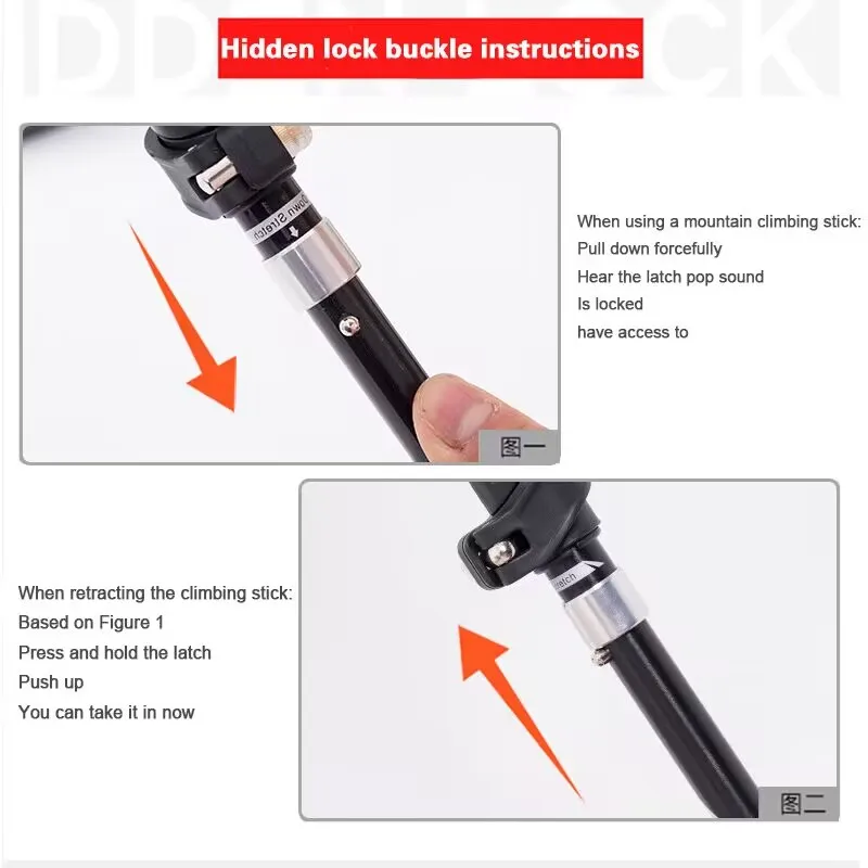 280g Lightweight Aluminum Alloy Trekking Poles Foldable 4-Sections Hiking Sticks Climbing Poles Collapsible Walking Sticks 3