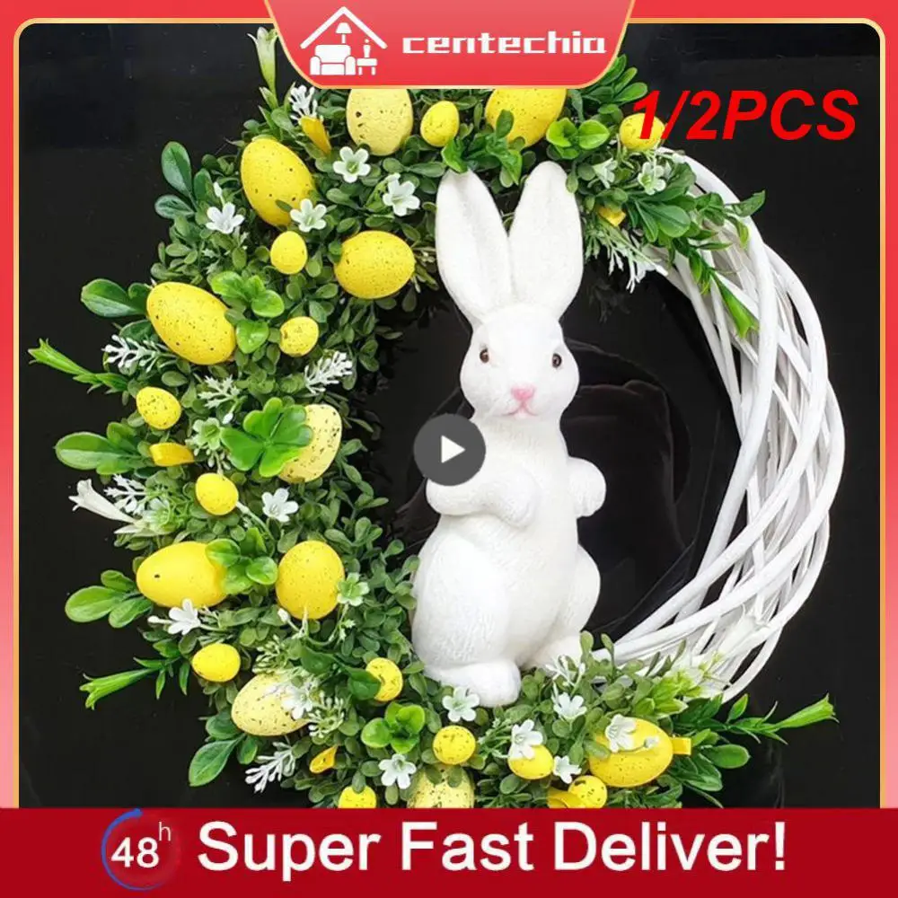 

1/2 шт. Новый Пасхальный венок в виде кролика, настенные украшения, счастливый Пасхальный кролик, украшение для дома