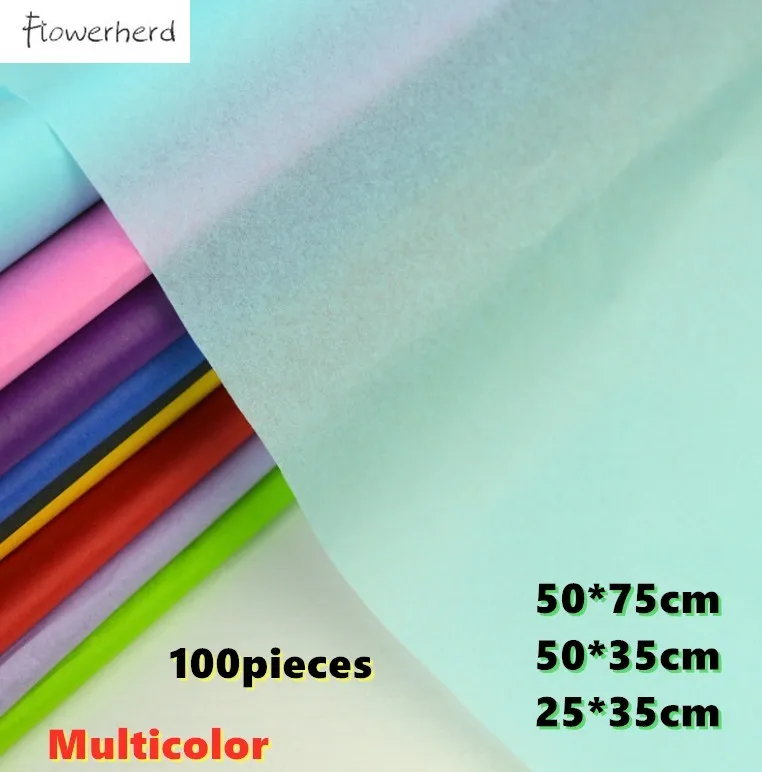 100pack/lot 50x70cm DIY Tissue Paper Craft Paper Clothing Packing Flower Bouquet Wrapping Paper Gift Packaging Scrapbook Paper