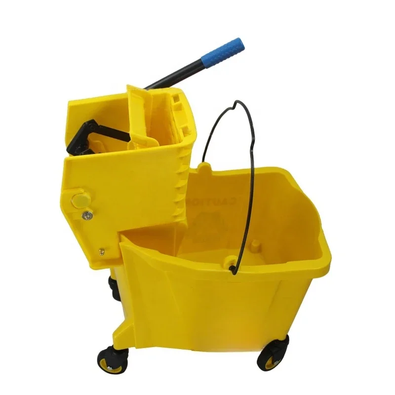 36L Cleaning cart handle home use household bucket single wringer trolley and mop basket with wheels hotel