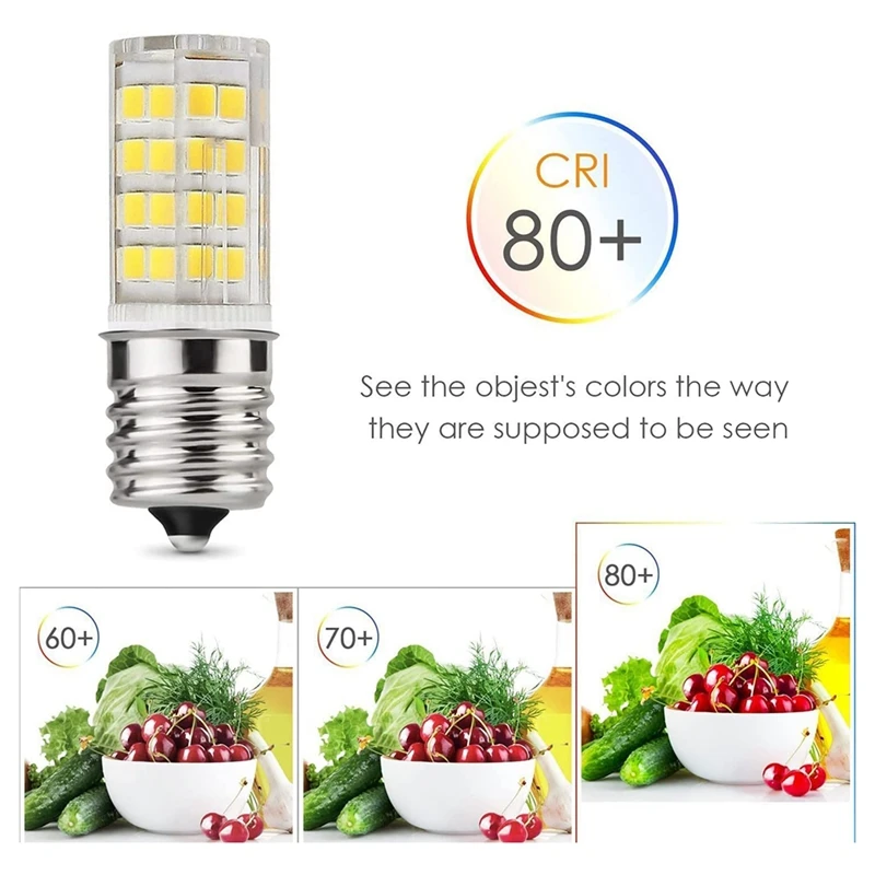 2 Pack 4W Dimmable LED E17 Microwave Oven Bulb , Daylight 6000K 40W Halogen Equivalent Light ,Ceramic E17 LED Bulb 2