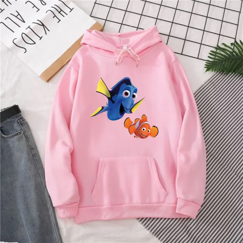 Finding Nemo Women's Fashion Trendy Hoodie Cartoon Cute Fish Hoodie Casual Round Neck Sweatshirt Winter Women's 90's Tops 4
