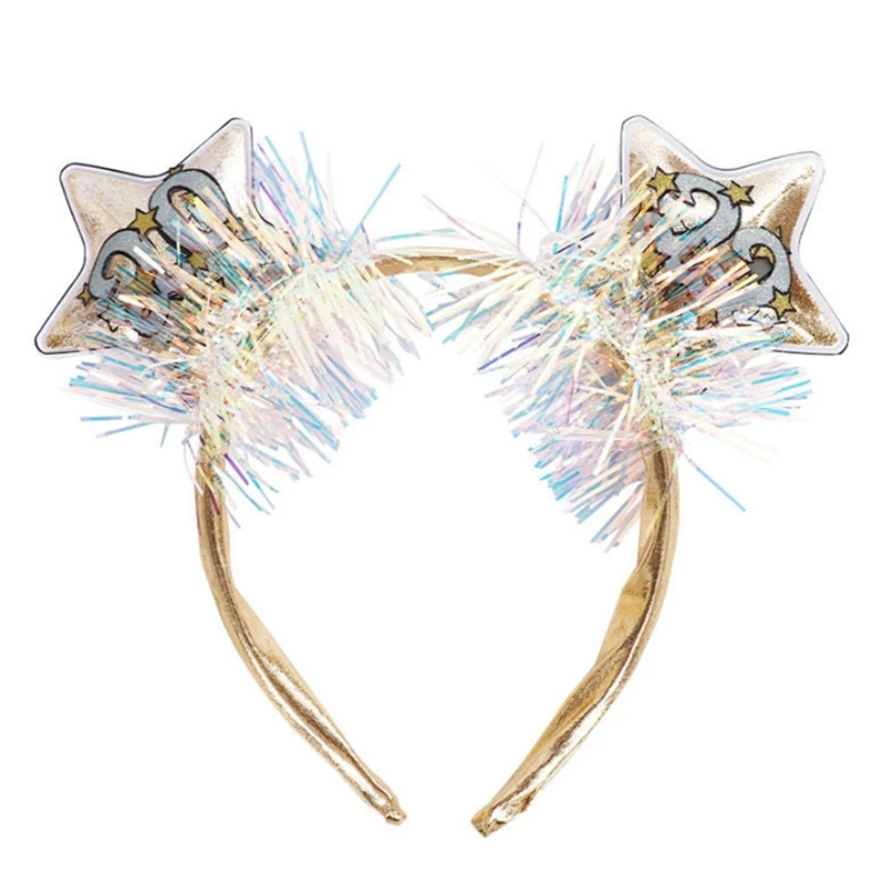 

Xmas Star Hairband Happy New Year 2022 Headband Glitter Tinsel Party Supplies Dropship