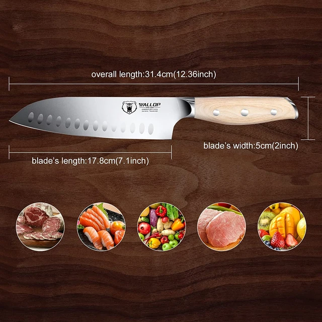 Santoku Knife, 7 Inch with Gift Box | Reddish ABS Handle