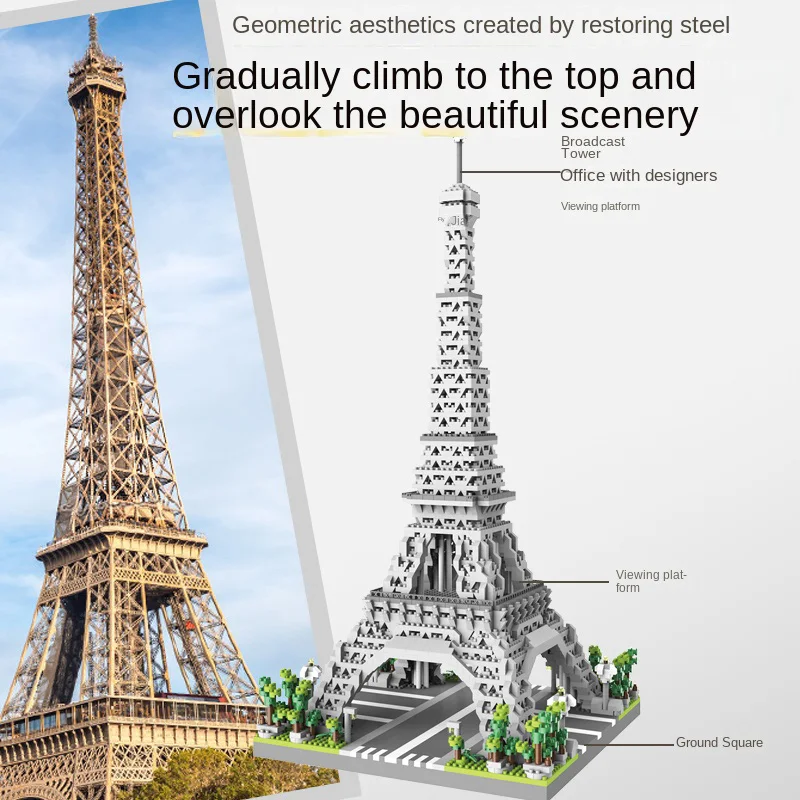 Paris Eiffel Tower Building Blocks Toys Tabletop Decorations High Difficulty Puzzle Assembly and Construction of CHILDREN'S 2