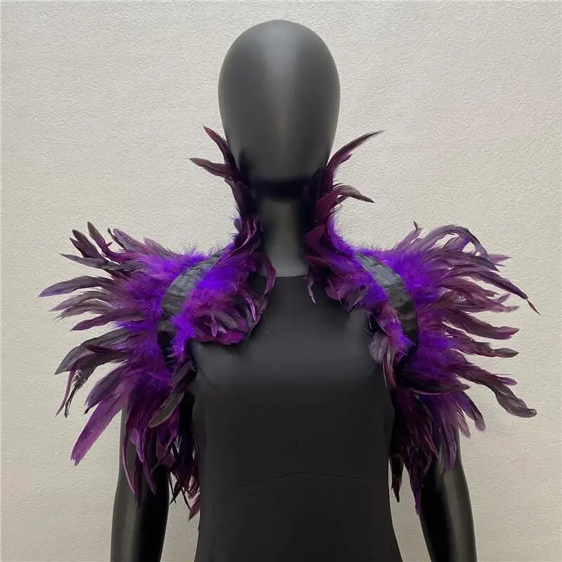 Fake Collar Detachable Collar Shawl New Luxury Feather Shawl Women Solid Color Scarf Women Punk Gothic Feather Shawl Shoulder Fake Collar Halloween Cosplay Costume