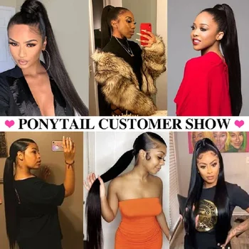 8-26Inch Straight Ponytail Human Hair Virgin Straight Wrap Around Ponytail Hair Extension For Women Hair Natural Color Hairpiece 6