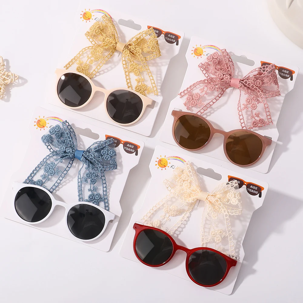 2PcsPackGirlsSolidLaceBowknotHairclipsSafeClipsforKidsCute