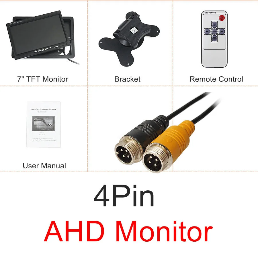 AHD 7 Zoll TFT LCD HD Auto-Monitor Rückfahrmonitor Unterstützt 1080P AHD-Kamera 2 X 4PIN Video-Eingang – Detail 12