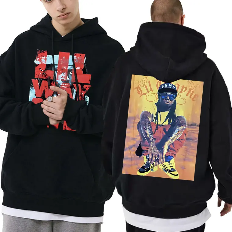 

Rapper Lil Wayne Double Sided Print Hoodie Autumn Winter Men Women Hip Hop Rap Casual Hoodies Male Vintage Oversized Sweatshirt