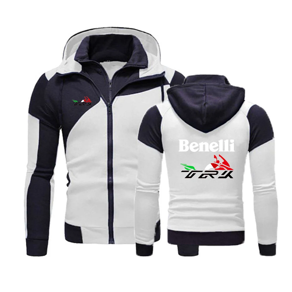 Benelli TRK 502X printing fashion 2023 new men's spring and autumn stitching sportswear hoodie high quality slim sweater coat.