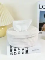 Simple Cotton Rope Woven Tissue Box Household Living Room Dining Table Tissue Storage Box Bedroom Dressing Table Tissue Box 2
