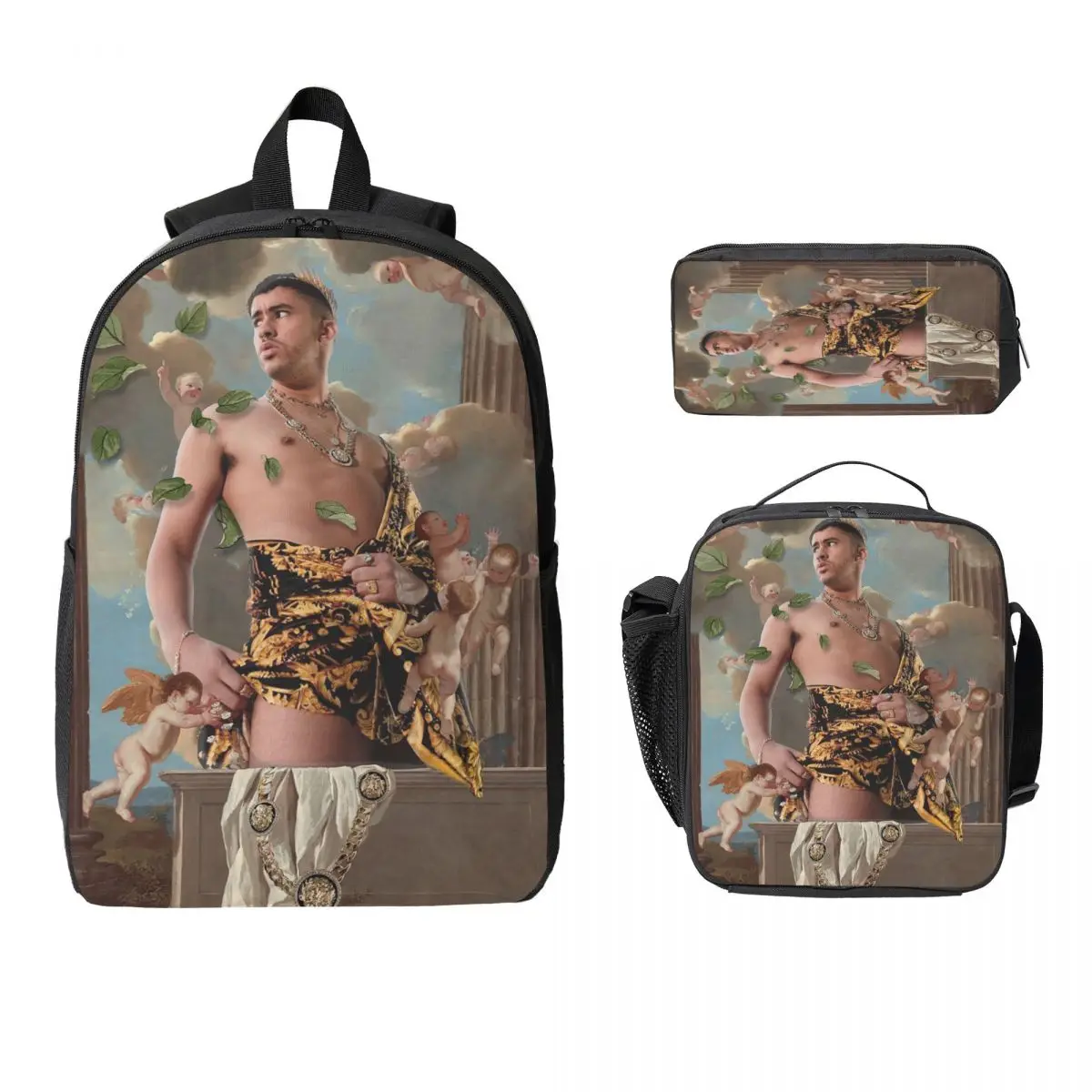 Funny Bad Music Kids Backpack Lunch Box Pen Bags for Boys Girls Kindergarten Backpacks Cute School bag Bookbag Set 1