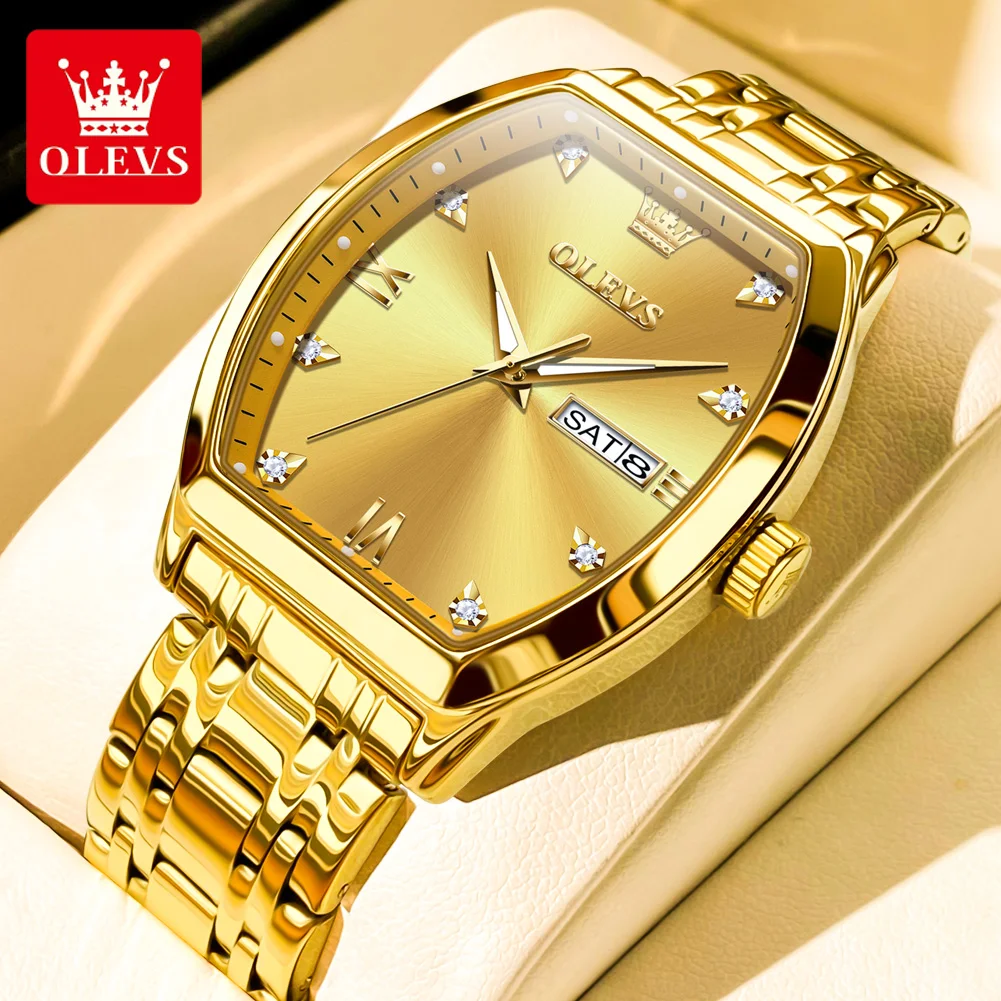 

OLEVS New Fashion Gold Quartz Watch for Men Stainless Steel Strap Waterproof Mens Watches Top Brand Luxury Relogio Masculino