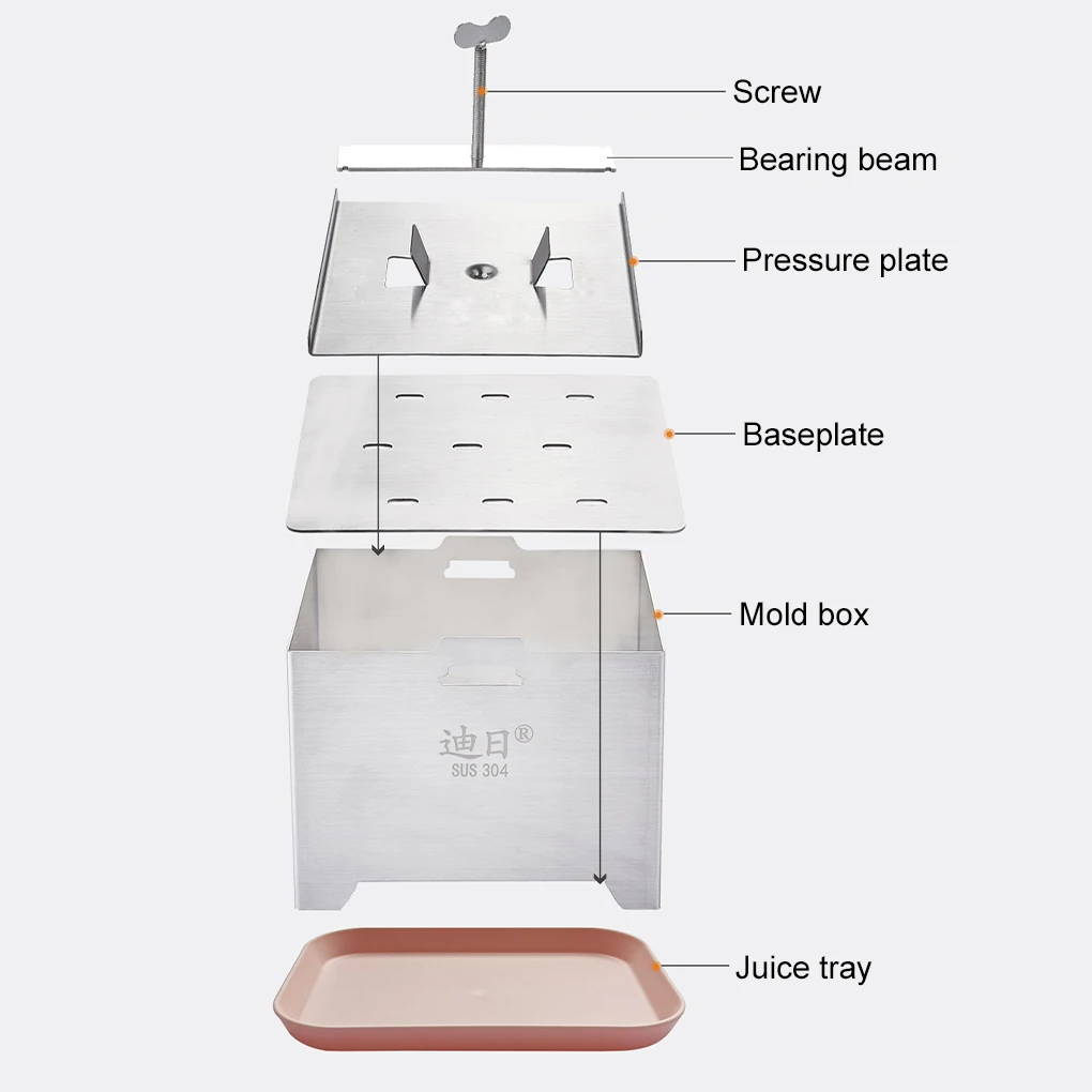 Tofu Press Cheese Making Molds Maker Food Grade Stainless Steel Mold Mould Curd Tool Soybean Box Squeezer Kit Tempeh Presser