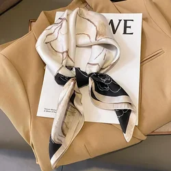 Elegant Silk Square Scarf for Women - Soft Satin Fashion Accessory and Gift (W-132-1-Orange)