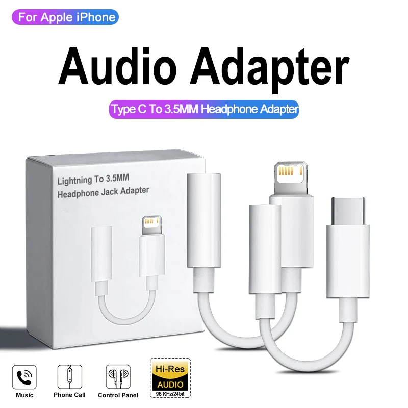 

Lightning To 3.5mm Jack Headphone Aux Adapter For iPhone 15 14 13 12 11 Pro Max X XR XS 8 Plus USB Type C Connector Audio Cable