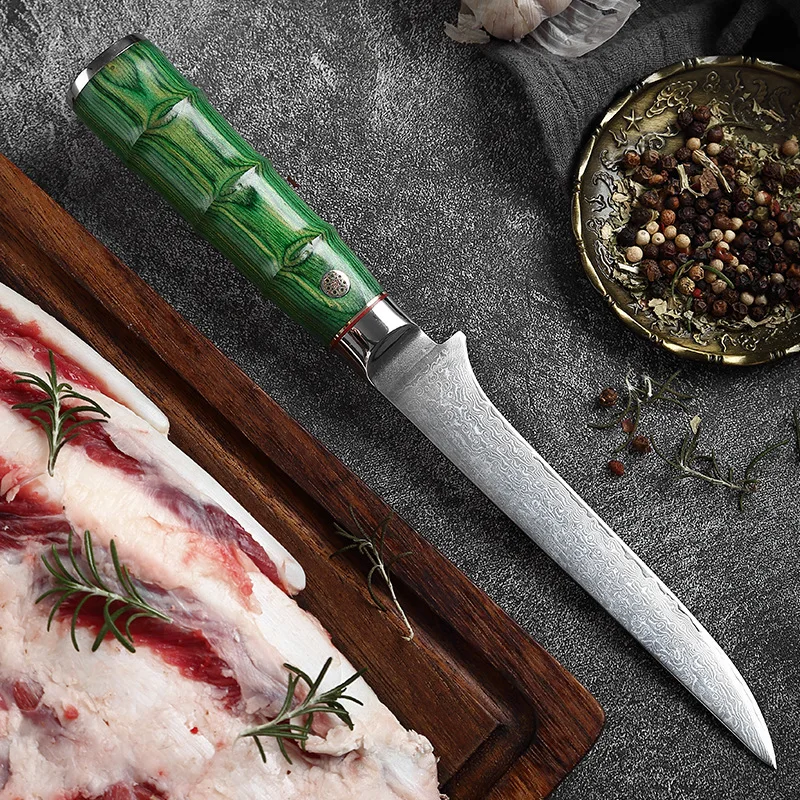 

67 Layers Damascus Steel Boning Knife Kitchen Meat Fruit Fish Cutting Slicing Butcher Cleaver Camping Barbecue Chef Cooking Tool