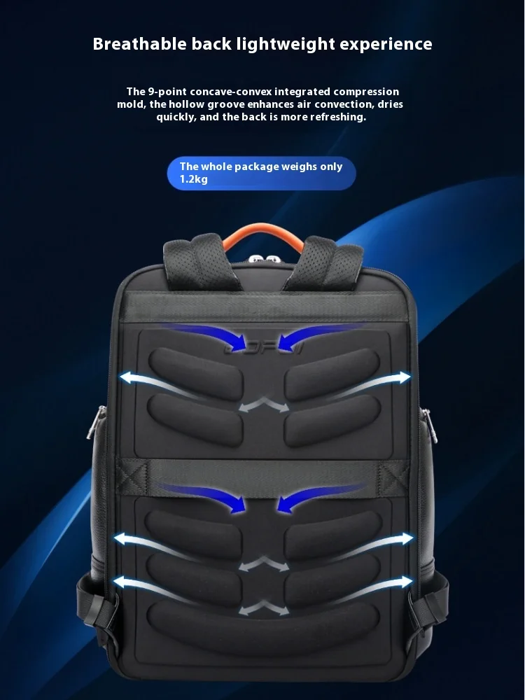 BOPAI Business backpack Color contrast backpack  Leather backpack Multi-functional backpack Travel backpack  15.6 inch comput 5
