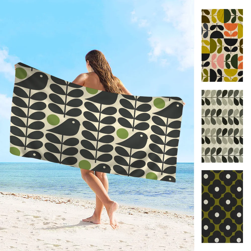 Orla Kiely Leaf Flower Towel Microfiber Beach Towel Absorbent Quick dry Soft Yoga Swimming Resort Mountain Climbing