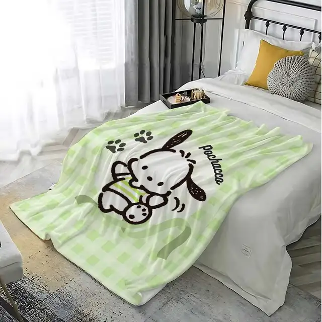 Kawaii Green Pochacco Hairy Blankets for Bed Blanket 150cm X 200cm Home Interior Luxury Bedding Fluffy Plaid Sofa Throw Knee Nap 4