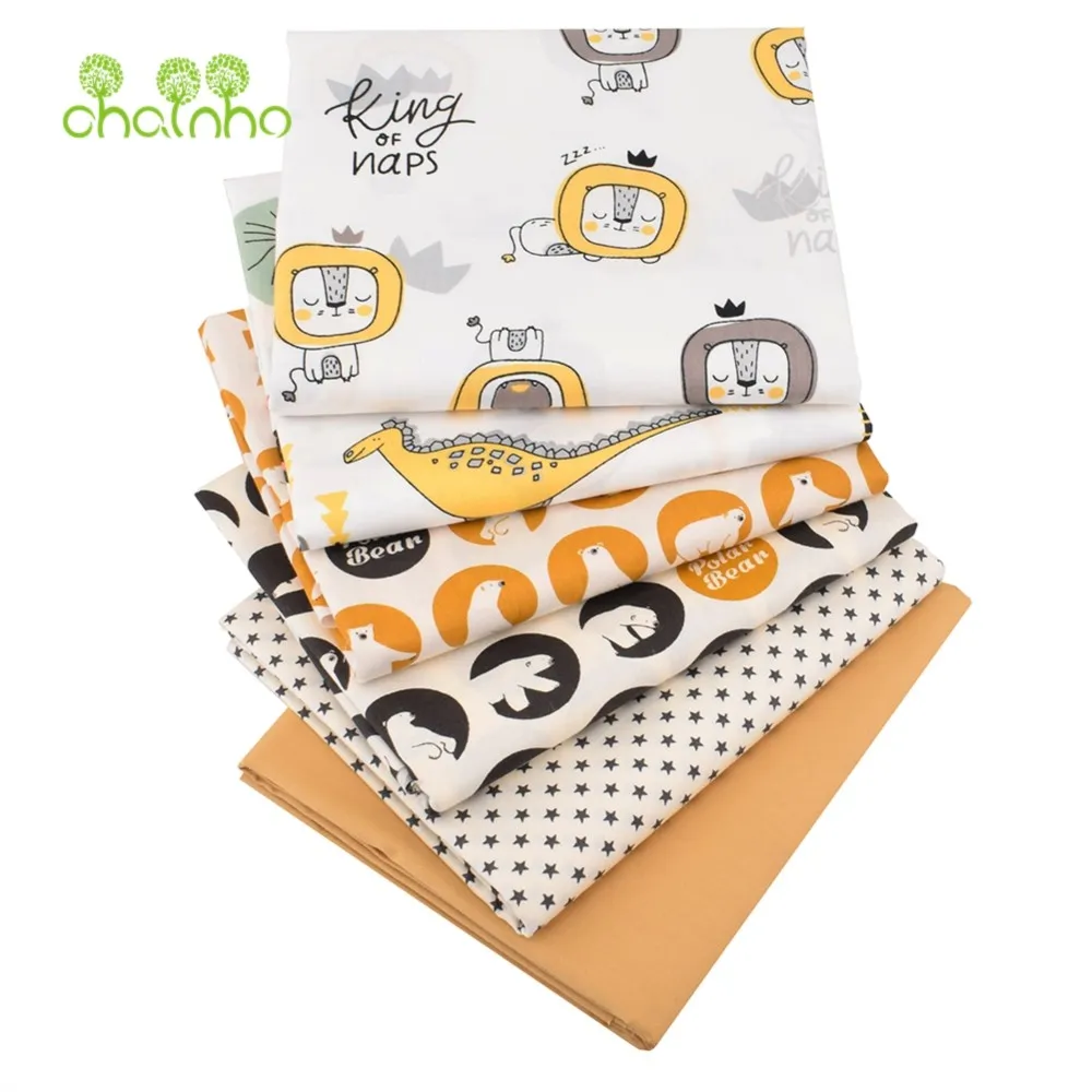 

Chainho,Print Twill Weave Cotton Fabric,Patchwork Cloth,DIY Sewing Quilting Material,Bear & Lion Series,6 Designs,4 Sizes,CC088