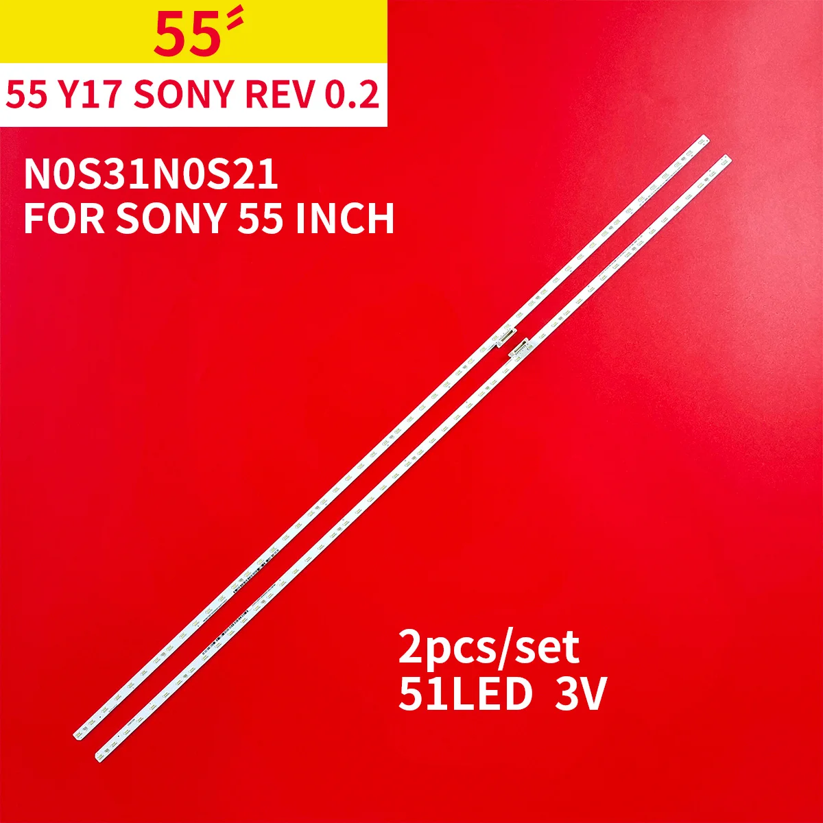 2 Pz/1Set Striscia Di Retroilluminazione A Led 51 Lampade Per Sony 55 "Tv 55" Y17 Sony Rev 0.2 Muslim3 V