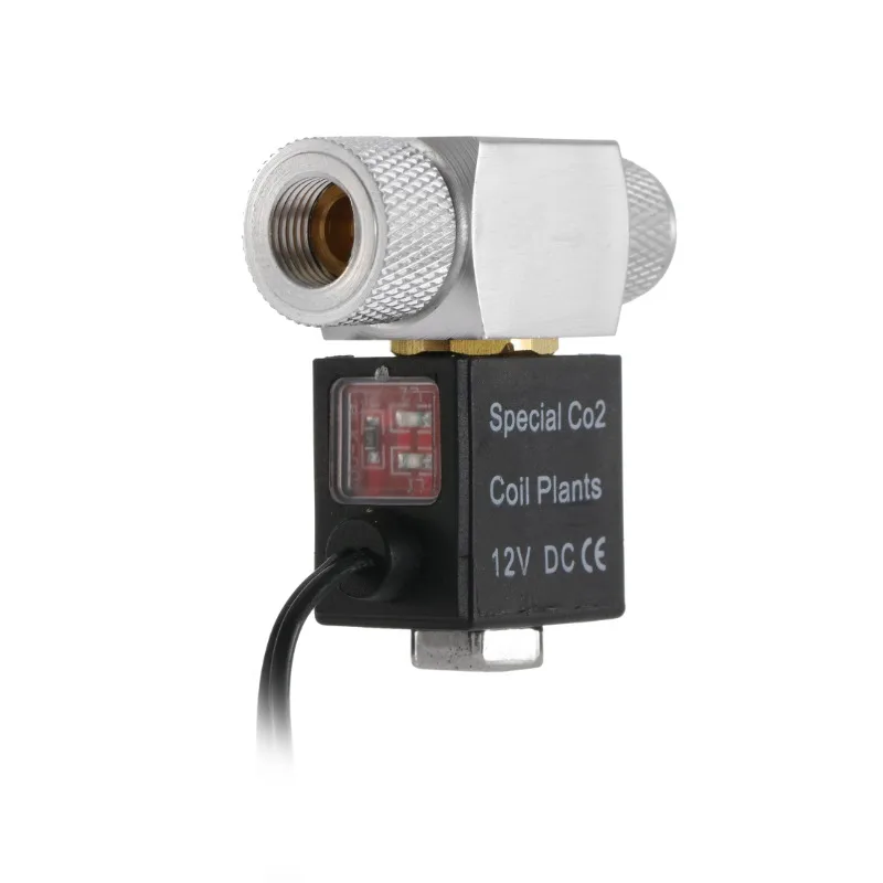 Aquarium CO2 Solenoid Valve Aluminum Alloy CO2 Solenoid Valve DC 12V Electric Magnetic Valve Regulator For Aquarium Fish Tank Carbon Dioxide Generator Kit co2 regulator,aquarium co2 accessories