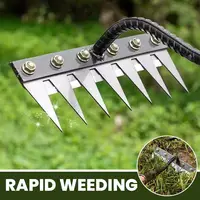 5/6/7/8 Teeth Carbon Steel Garden Weeding Rake Agricultural Nail Harrow Metal Harrow Farm Garden Weeding Tool 1