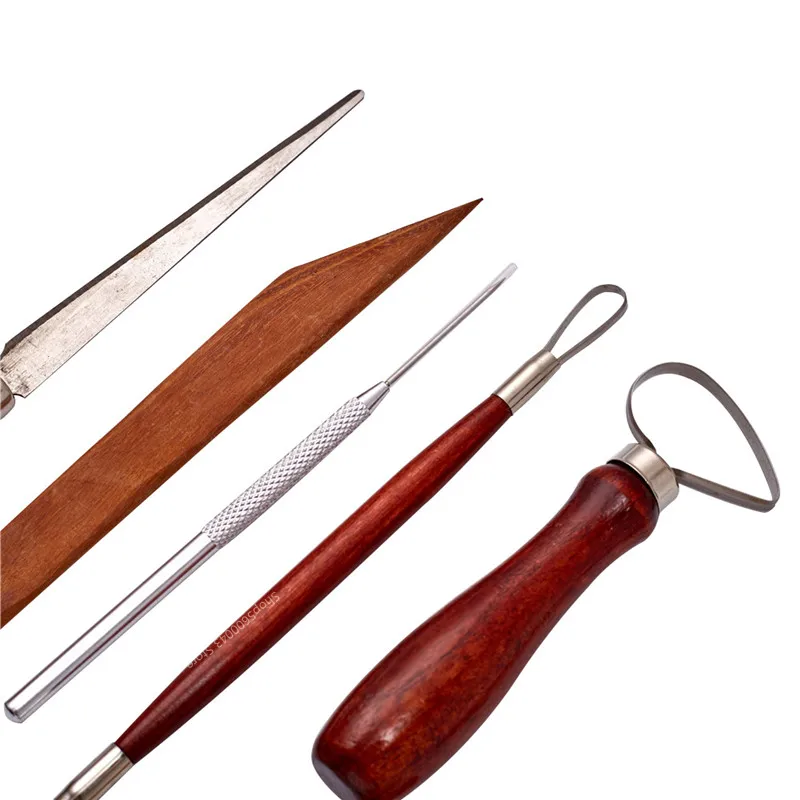 Pottery Tool Set – Red Wood Pull Blank, Carving, & Scraping Tools 3