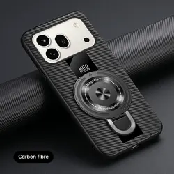 Leather Magnetic Ring Stand Case, Anti - Fall Protection Cover for Honor 600 (Carbon fiber)