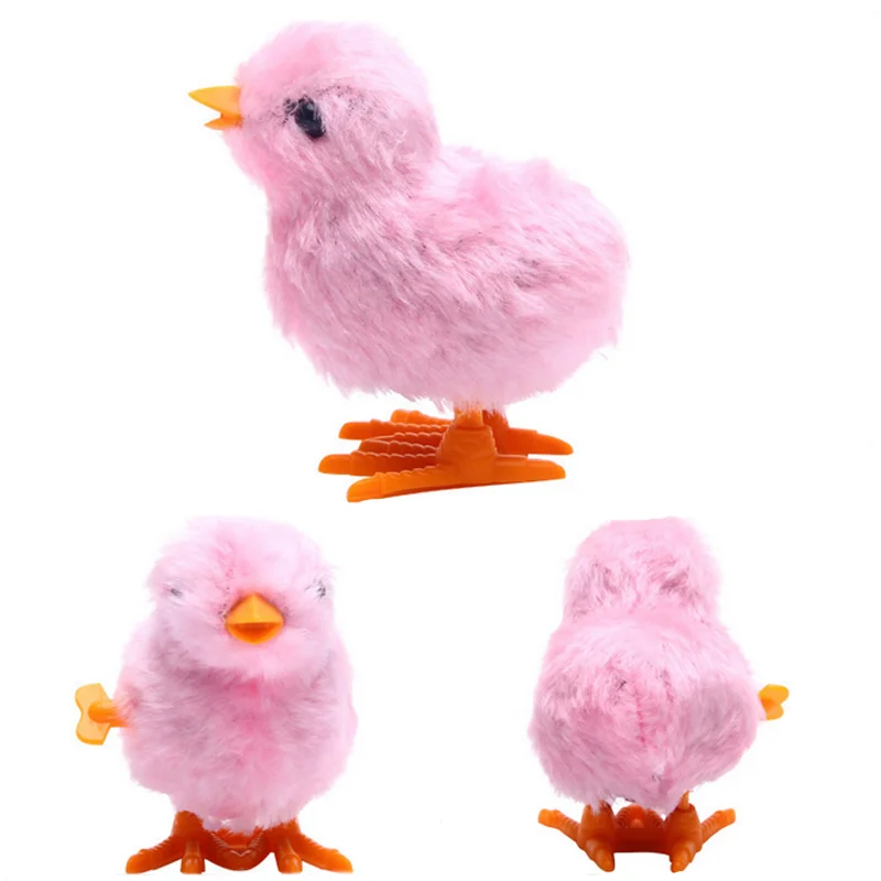 Kids Wind Up Toys Cute Plush Chick Cartoon Jumping Chicken Clockwork Toy Learning Educational Toys for Children Baby Funny Gifts