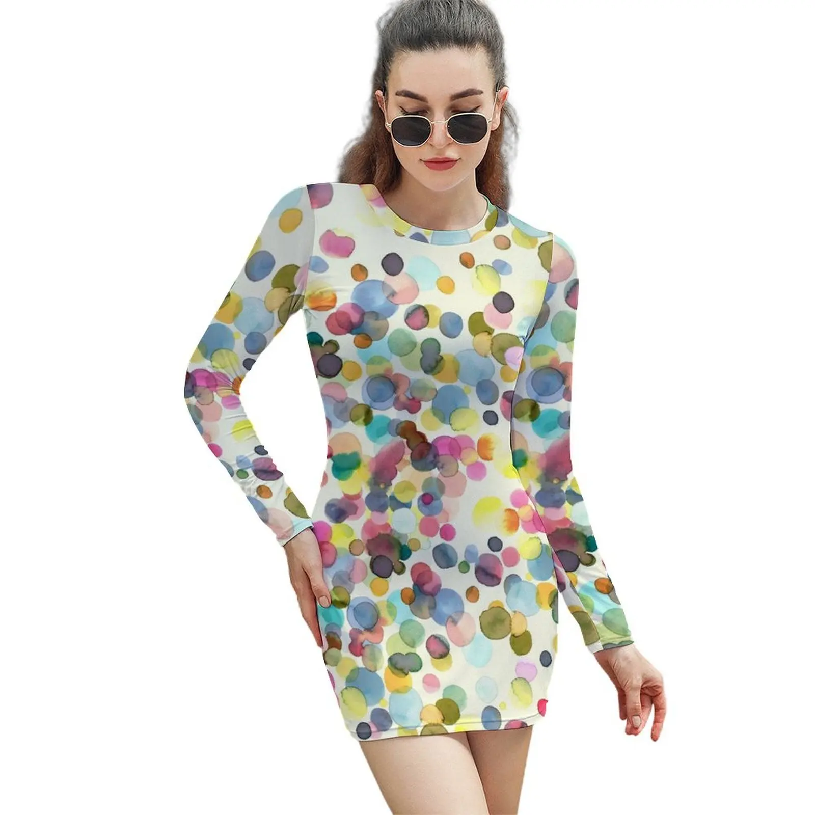 

Color drops Long-Sleeved Sheath Dress wedding guest dress 2024 women clothes