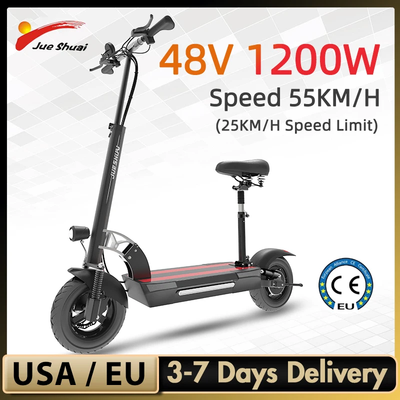Trottinette électrique J11 Pro 1200W – 55km/h, Tout-terrain, Avec Selle Et Suspensions – Noir