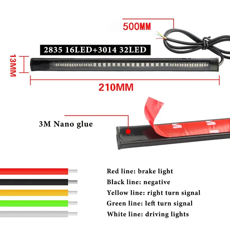 motorcycle light 2835 3014 SMD universal tail lamp strip