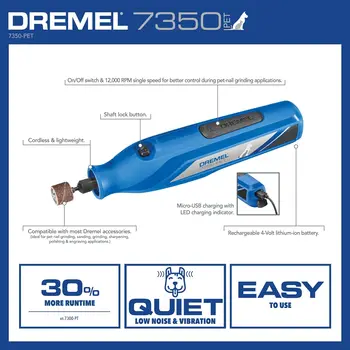 Dremel 7350-PET 4V Pet & Dog Nail Grinder Easy-To-Use & Safe Nail Trimmer Professional Pet Grooming Kit - Works on Large 2