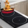 Electric Cooktop 2 Burner Ceramic Heating Countertop Built in Electric Stove Top with Touch Control Timer for Kitchen 5