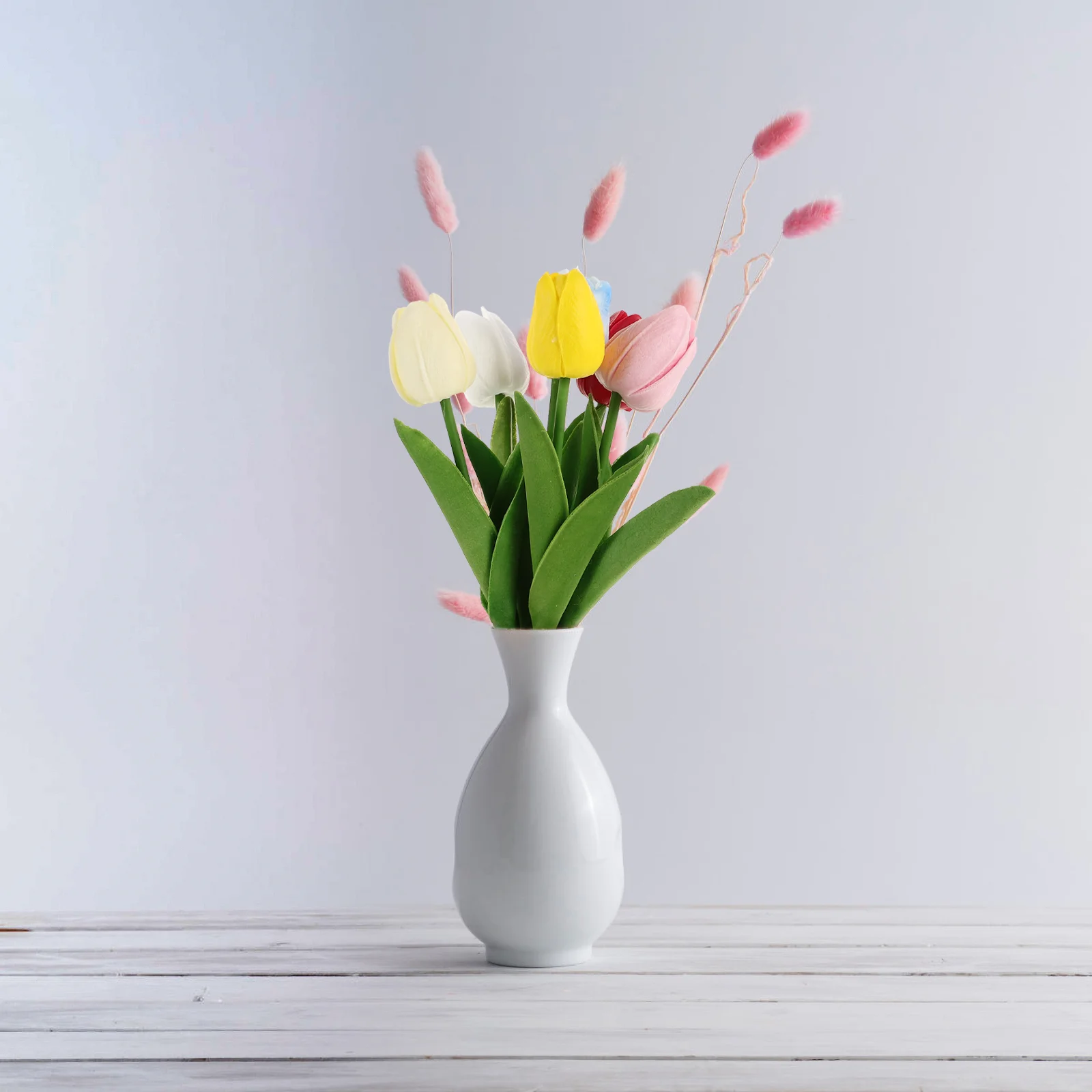 

12 Pcs Tulip Artificial Flower Ornaments Home Decoration Mini Pu Hand-feel Flowers Wedding Bouquets Faux