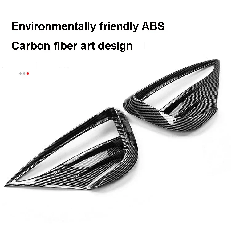 

For Tesla Model Y 2023 Accessories ABS Black Carbon Fog Lamps Shade Car Front Fog Light Hoods Eyebrow Eye Wind Knife Cover Trim
