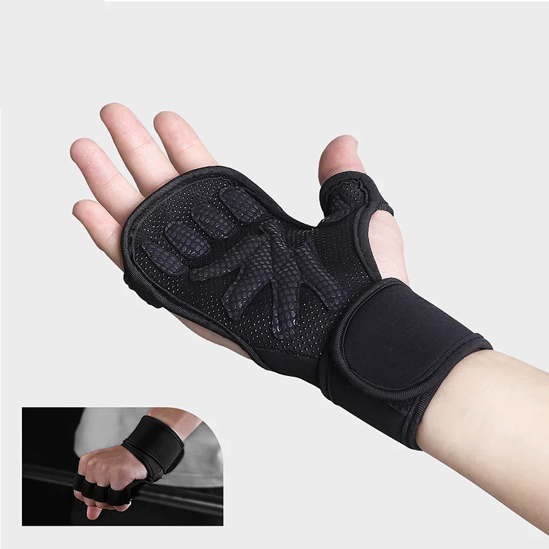 

1 Pair Fitness Riding Gloves Palm Silicone Non-slip Wear Resistant Hand Wrist Protector Weight Lifting Pull Ups Training Gloves
