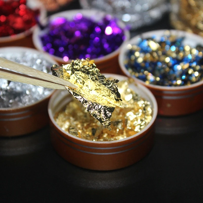 Gilding Flakes Gold Foil Flakes for Resin Gold Leaf Gilding Flakes Metallic Foil 37JB